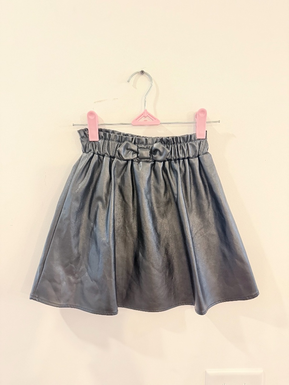 Kids (7y) Black Faux Leather Like Skirt-Skater-Alt-Goth-